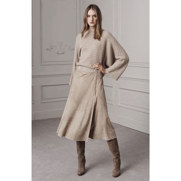 Ralph Lauren Collection Purple Label Suede Midi Skirt Buckle Beige Runway $3690 - Picture 1 of 9